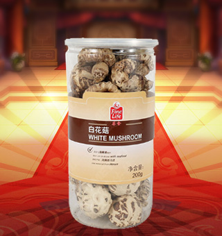 薈食(FINE LIFE) 白花菇 產(chǎn)自河南駐馬店200g每袋，質輕盈，有特殊天然菌香，味道鮮美，風味獨特，保留了豐富的營養(yǎng)成分。采取透明包裝，新鮮清晰可見，干凈衛(wèi)生，方便存放冷藏，方便消費者們的選購，安全健康，放心購買。