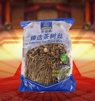 廚之選(HS)臻選茶樹菇產(chǎn)自浙江麗水250g每袋，產(chǎn)品呈小圓形，收縮得很緊，肉頭厚實，根蒂短小，并且及時采摘，確保新鮮。澤誘人聞之香味沁人，食之口感渾厚、爽滑，鮮美多汁，令人垂涎欲滴，營養(yǎng)價值極高。采用透明的袋式包裝，產(chǎn)品色澤清晰可見，方便消費者們的選購，質量有保證，可放心購買。