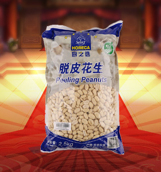 廚之選HS脫皮花生產(chǎn)自吉林白城2.5kg每袋，精選脫皮花生為原材料，經(jīng)人工清洗去雜等多道工序，精心制作而成。質(zhì)地干燥，選料考究，口味純正，特有的醇香，品質(zhì)有保障，受眾人喜愛。塑料質(zhì)地包裝，其含有豐富營養(yǎng)，使用方便，美味可口，深受廣大消費(fèi)者青睞。